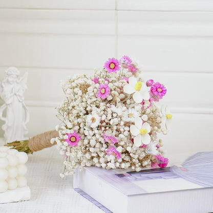 White Gypsophila Daisy & Violet Dried Flower Bouquet