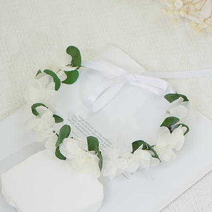 White Hydrangea & Eucalyptus Flower Crown