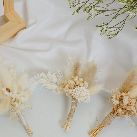Dreamy White Dried Flower Wedding Boutonniere