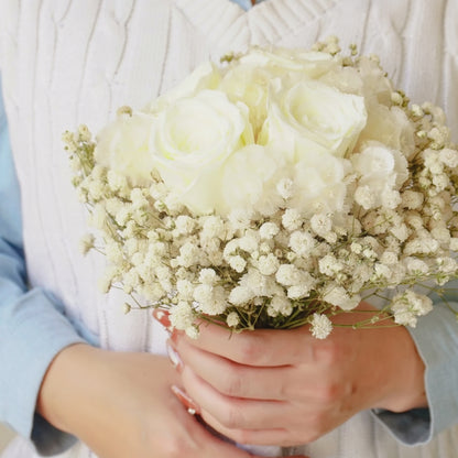 White Rose & Champagne Ball Dried Flower Bouquet