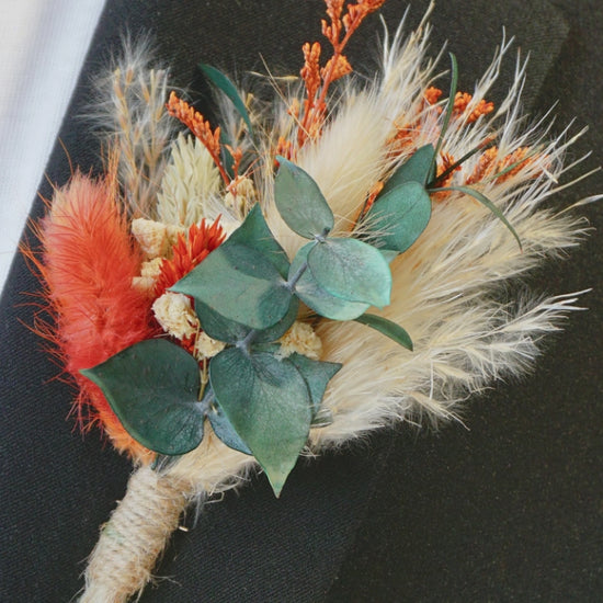Red Dried Flower Boutonniere