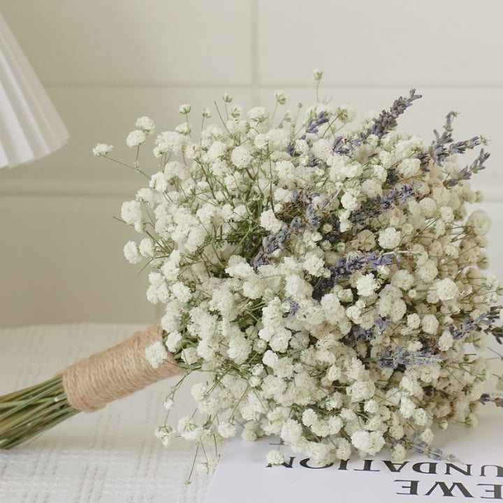 White Gypsophila & Lavender Dried Flower Bouquet