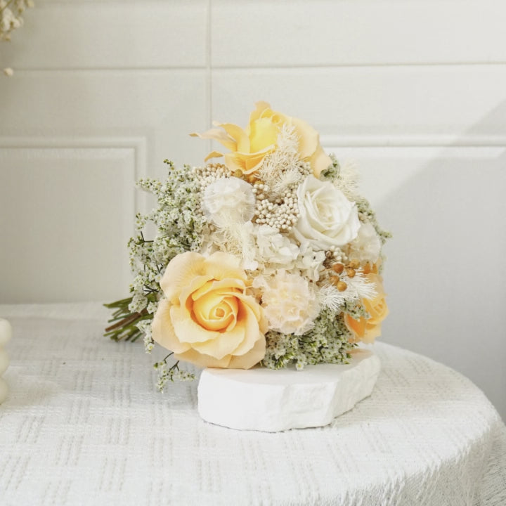 White Hydrangea & Rose Dried Flower Bouquet
