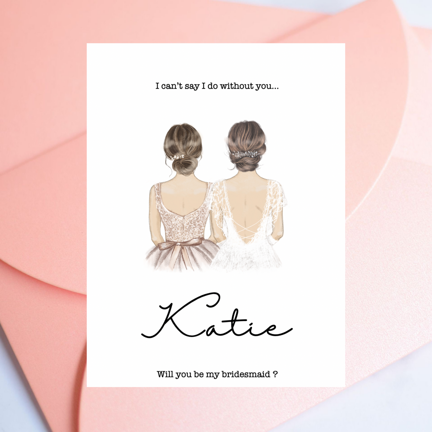 Illustrated Bridesmaid Maid of Honour Dress Proposal Card