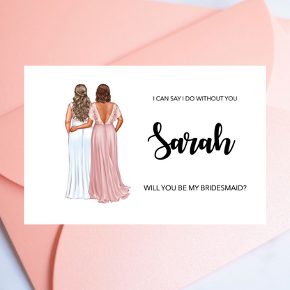 Illustrated Curved Bridesmaid Maid of Honour Dress Proposal Card