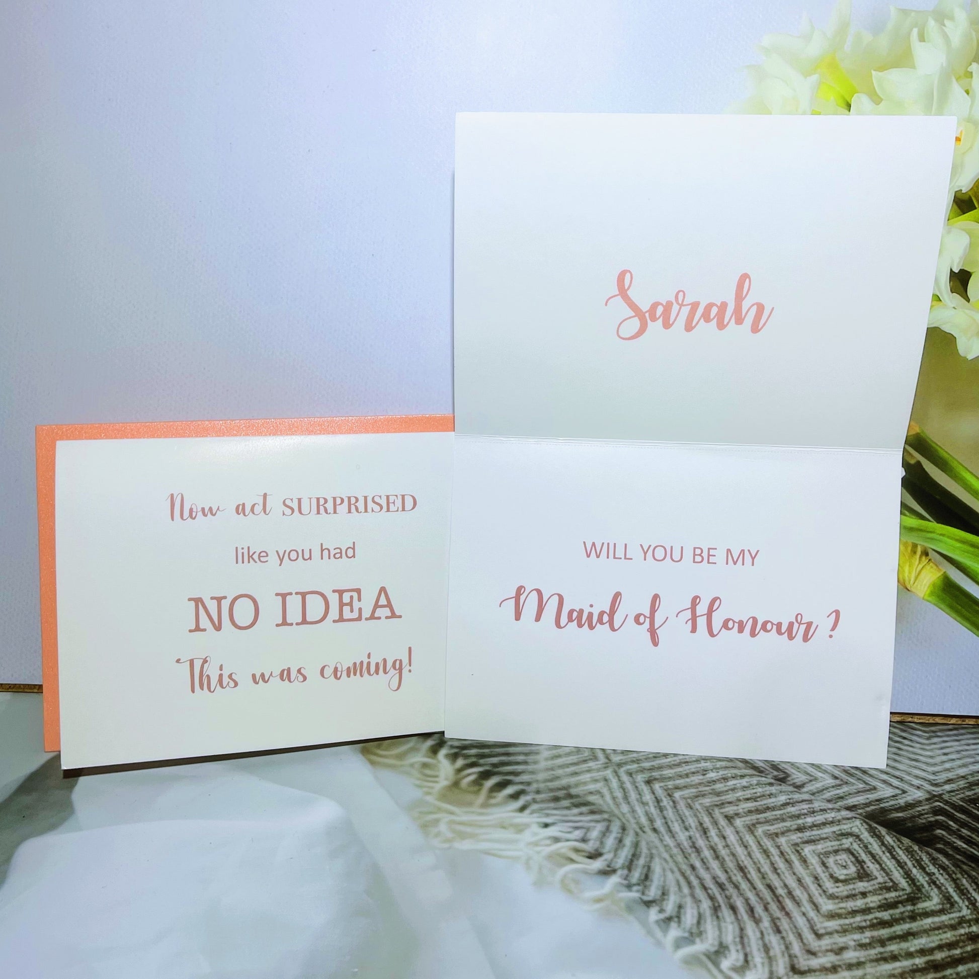 Celebrate your bridal party with our elegant Bridesmaid and Maid of Honour cards, perfect for heartfelt proposals and expressing gratitude on your special day.