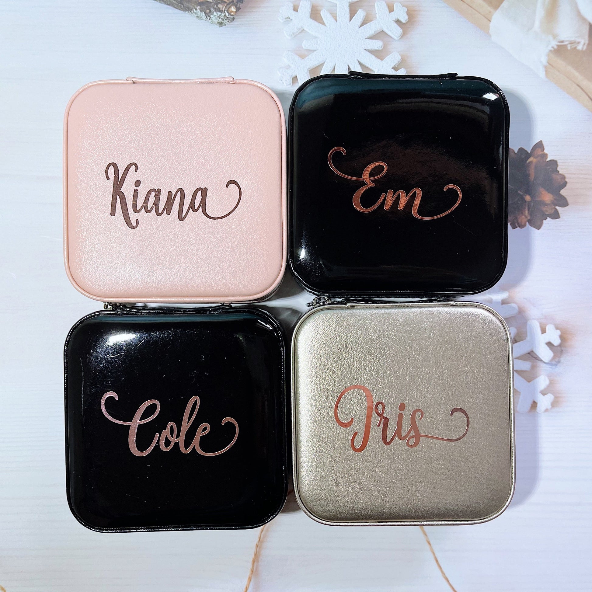 Our gift box includes personalized items like make up bag, travel jewelry box, and message scrunchies, offering a thoughtful and stylish gift for any special occasion.