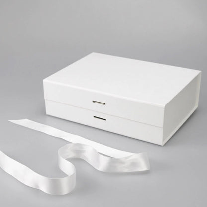 Our white ribbon magnetic gift box is ideal for birthdays, groomsman/ best man proposals, Christmas gifts, and more.