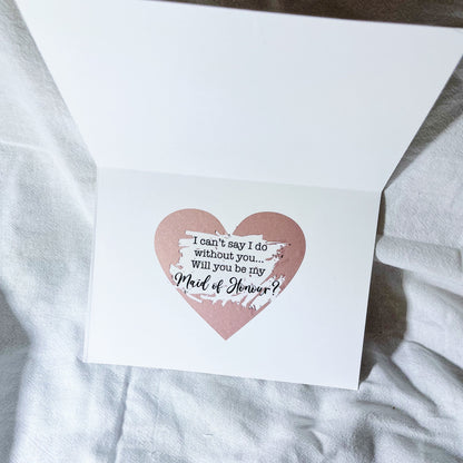 Surprise your bridal party with our Bridesmaid and Maid of Honour cards featuring a special reveal, perfect for heartfelt proposals and memorable moments.