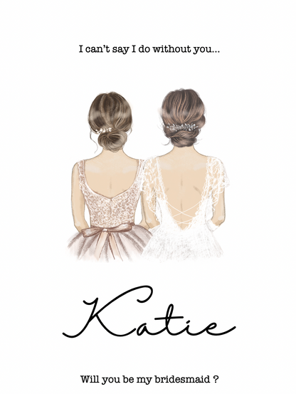 Illustrated Bridesmaid Maid of Honour Dress Proposal Card